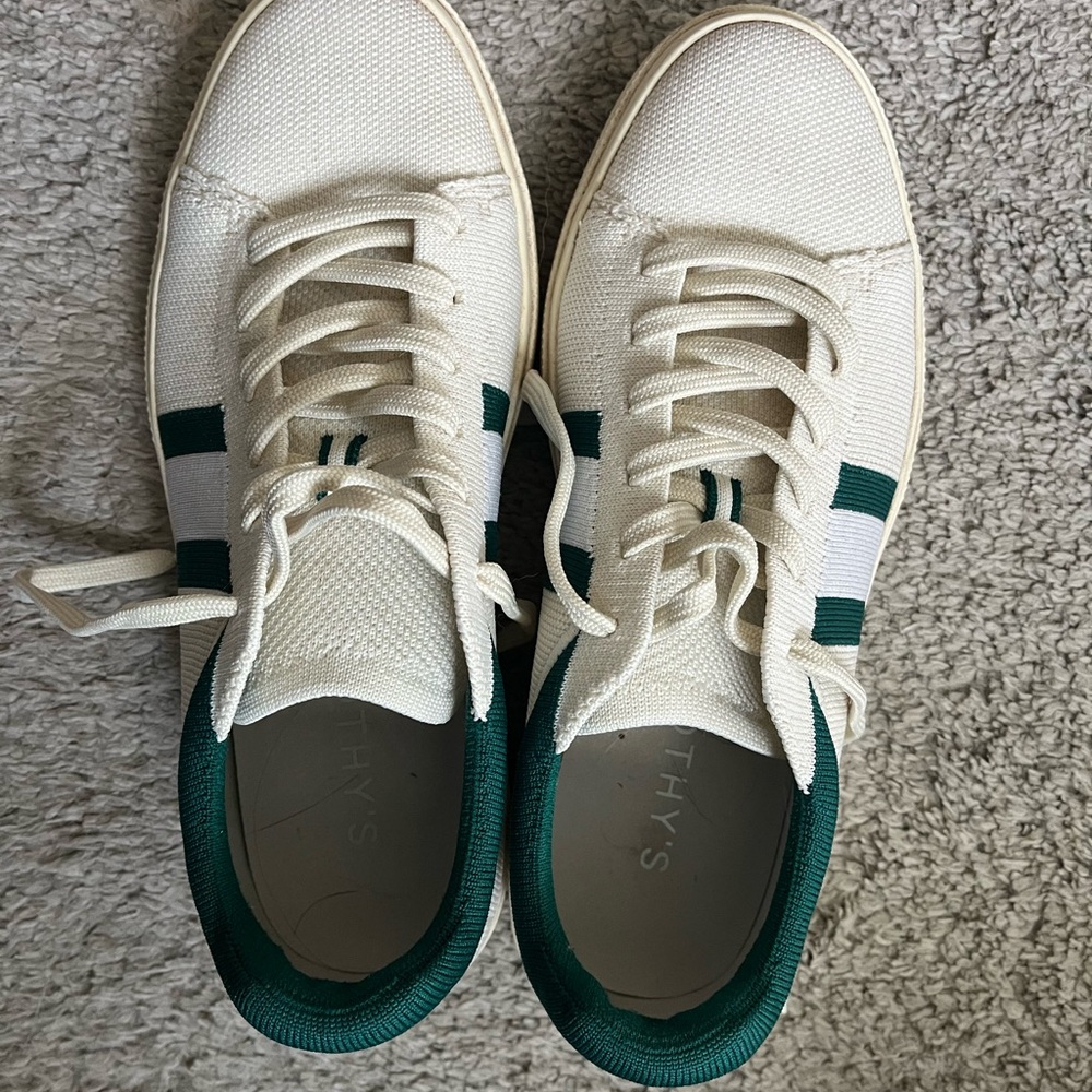 Rothy's Cream and Green Casual Sneakers